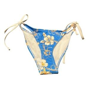 NWT Wild Fable Blue and Cream Floral Bikini Bottom (XXS)